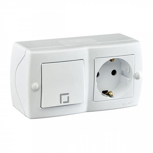 Выключатель - розетка Mono Electric Octans IP20 одноклавишный - 2К+З белый 104-010101-180