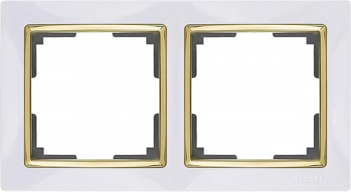 Рамка Werkel Snabb на 2 поста белый/золото WL03-Frame-02-white/GD 4690389083884