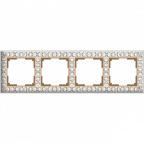 Рамка Werkel Antik на 4 поста белое золото WL07-Frame-01 4690389099205