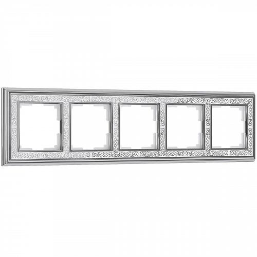 Рамка Werkel Palacio Gracia на 5 постов хром/белый WL77-Frame-05 4690389126154