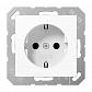 Розетка с заземлением с защитными шторками безвинтовой зажим Jung A 500 белая A1520KIWW - фото №1
