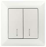 Выключатель двухклавишный ЭРА Intro Solo 10A 250V с подсветкой перламутровый 4-105-06 Б0053598