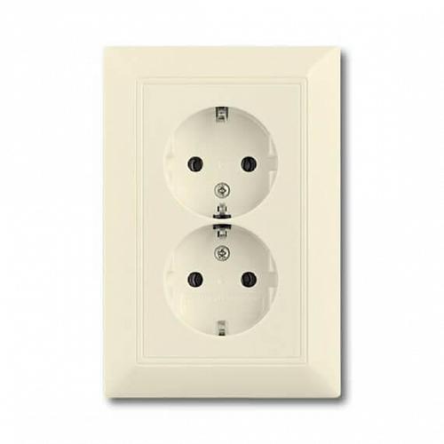 Розетка двойная ABB Basic55 Schuko с/з 16A 250V безвинтовой зажим слоновая кость 2CKA002014A1463