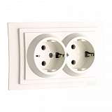 Розетка 2К+З двойная Mono Electric Larissa 16A 250V винтовое подключение слоновая кость 103-010104-120