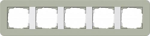 Рамка 5-постовая Gira E3 серо-зеленый/белый глянцевый 0215415