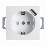 Розетка Feron Stekker Эрна c/з 16A 250V с защитной шторкой и с USB белый PST16-9111-01 39318