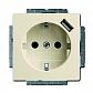 Розетка ABB Basic55 Schuko с/з 16A 250V со шторками USB безвинтовой зажим слоновая кость 2CKA002011A6192 - фото №1