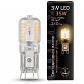 Лампа светодиодная Gauss G9 3W 2700K прозрачная 107409103 - фото №1