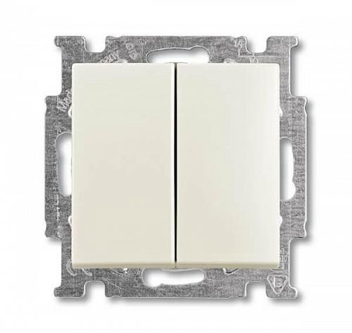 Выключатель двухклавишный ABB Basic55 10A 250V chalet-белый 2CKA001012A2187