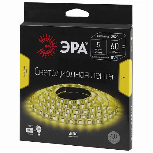 Светодиодная влагозащищенная лента ЭРА 4,8W/m 60LED/m 3528SMD желтый 5M LS3528-60LED-IP65-Y-5m C0043030