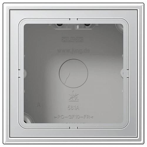 Коробка 1-постовая для накладного монтажа с встроенной рамкой и основанием Jung LS 990 алюминий AL2581A-L