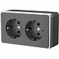Розетка двойная с заземлением Werkel Gallant графит рифленый WL15-02-03 4690389128240 - фото №1