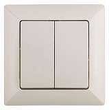 Выключатель двухклавишный ЭРА Intro Solo 10A 250V слоновая кость 4-104-02 Б0043285