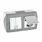 Выключатель - розетка Mono Electric Octans IP20 двухклавишный - 2К+З с крышкой бело-серый 104-020001-187 - фото №1