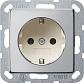 Розетка Gira System 55 Schuko с/з 16A 250V безвинтовой зажим хром/кремовый 0188615 - фото №1