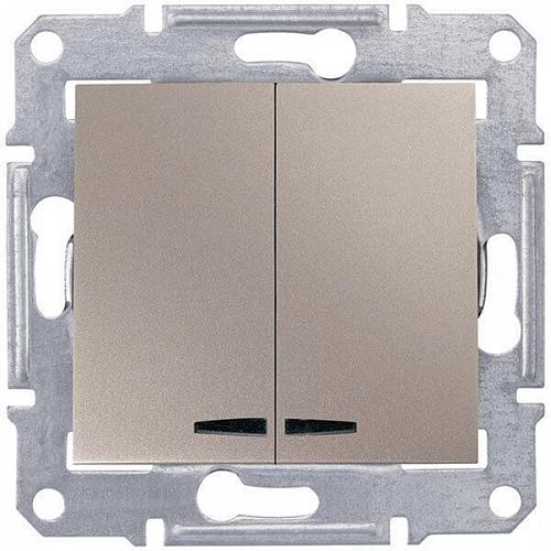 Выключатель двухклавишный с синей подсветкой Schneider Electric Sedna 10A 250V SDN0300368