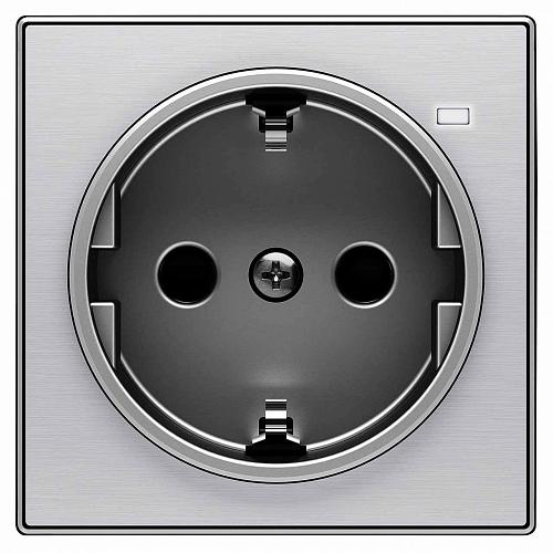 Лицевая панель ABB Sky розетки Schuko с/з с подсветкой нержавеющая сталь 2CLA858880A1401