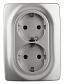 Розетка ЭРА 12 2x2P E Schuko со шторками 16A 250V 12-2108-03 Б0036444 - фото №1