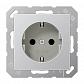 Розетка с заземлением безвинтовой зажим Jung A 500 алюминий A1520AL - фото №1