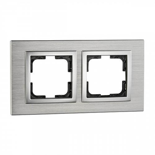 Рамка 2-постовая Mono Electric Style Aluminium серебро 107-800000-161