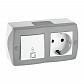 Выключатель - розетка Mono Electric Octans IP20 одноклавишный проходной - 2К+З бело-серый 104-020001-186 - фото №1