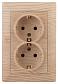 Розетка двойная ЭРА Intro Solo Schuko 2X2P+E 16A 250V дерево 4-205-11 Б0043339 - фото №1