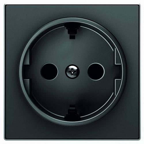 Лицевая панель ABB Sky розетки Schuko с/з чёрный бархат 2CLA858800A1501