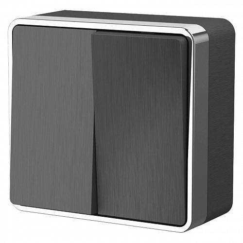 Выключатель двухклавишный Werkel Gallant графит рифленый WL15-03-01 4690389128264