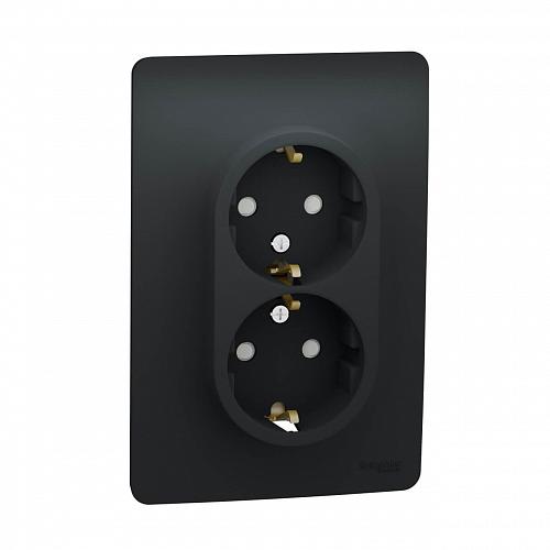 Розетка двойная, со шторками, с заземлением Schneider Electric Unica New NU206754