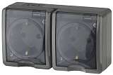 Розетка ЭРА Эксперт 2х2P+E IP54 со шторками 16A 250V 11-2404-03 Б0020719