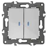 Выключатель двухклавишный с подсветкой ЭРА Elegance 10AX 250V 14-1105-01 Б0034237