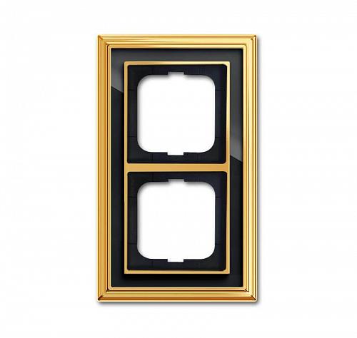 Рамка 2-постовая ABB Dynasty латунь полированная/черное стекло 2CKA001754A4566