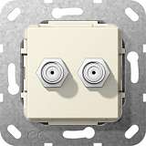 Розетка двойная SAT-F Gira System 55 кремовый глянцевый 565101