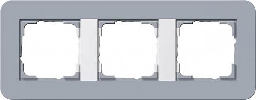 Рамка 3-постовая Gira E3 серо-голубой/белый глянцевый 0213414