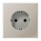 Розетка с заземлением безвинтовой зажим Jung LS 990 edelstahl ES1520 - фото №1