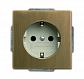 Розетка ABB Dynasty Schuko с/з 16A 250V со шторками безвинтовой зажим латунь античная/слоновая кость 2CKA002013A5398 - фото №1