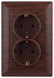Розетка двойная ЭРА Intro Solo Schuko 2X2P+E 16A 250V венге 4-205-10 Б0043338