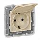 Розетка 2К+З Legrand Etika 16A 250V с/з со шторками крышкой безвинтовой зажим немецкий стандарт слоновая кость 672332 - фото №1