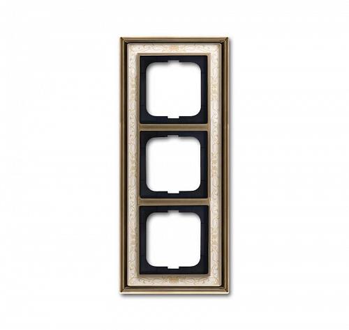 Рамка 3-постовая ABB Dynasty латунь античная/белая роспись 2CKA001754A4592