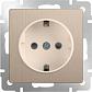 Розетка Werkel с заземлением и шторками шампань рифленая WL10-SKGS-01-IP44 4690389085253 - фото №1