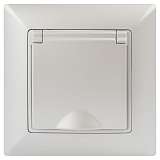 Розетка ЭРА Intro Solo Schuko 2P+E 16A 250V с крышкой перламутровый 4-203-06 Б0053662