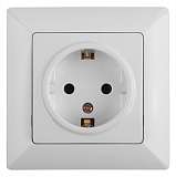 Розетка двойная ЭРА Intro Solo Schuko 2X2P+E 16A 250V со шторками белый 4-206-01 Б0043340