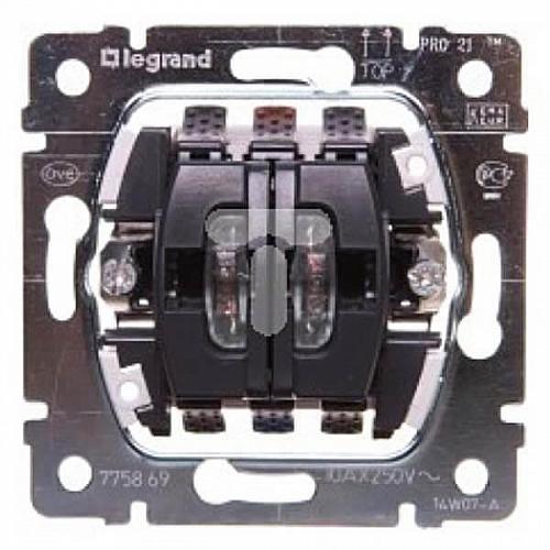 Выключатель двухклавишный Legrand Galea Life 10A 250V с подсветкой на 2 цепи 775869