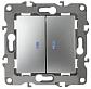 Выключатель двухклавишный с подсветкой ЭРА 12 10AX 250V 12-1105-03 Б0014659 - фото №1