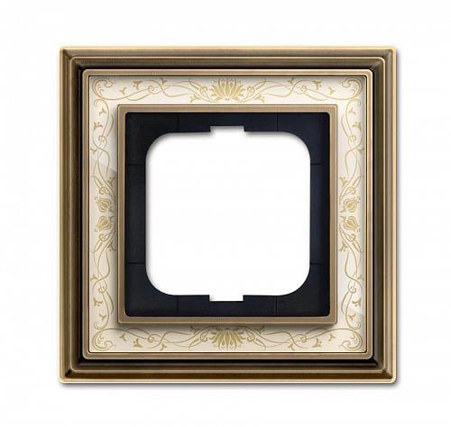 Рамка 1-постовая ABB Dynasty латунь античная/белая роспись 2CKA001754A4590