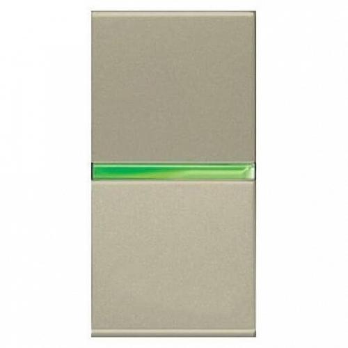 Выключатель кнопочный одноклавишный ABB Zenit 16A 250V с подсветкой шампань 2CLA210450N1901