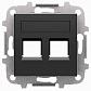 Лицевая панель ABB Sky розетки 2хRJ12/RJ45 со шторками полем для надписи чёрный бархат 2CLA851820A1501 - фото №1