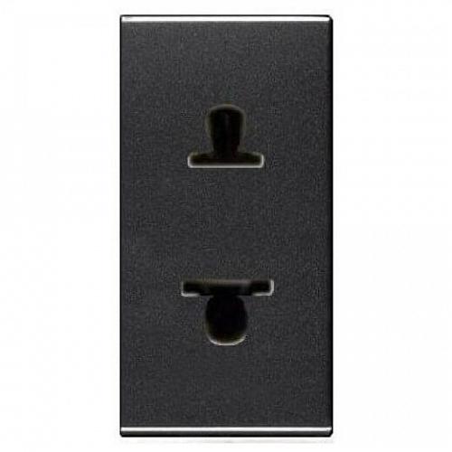 Розетка ABB Zenit б/з 16A 250V винтовой зажим евроамериканский стандарт антрацит 2CLA213500N1801