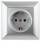 Розетка ЭРА Intro Solo Schuko 2P+E 16A 250V серебро 4-202-03 Б0043314 - фото №1