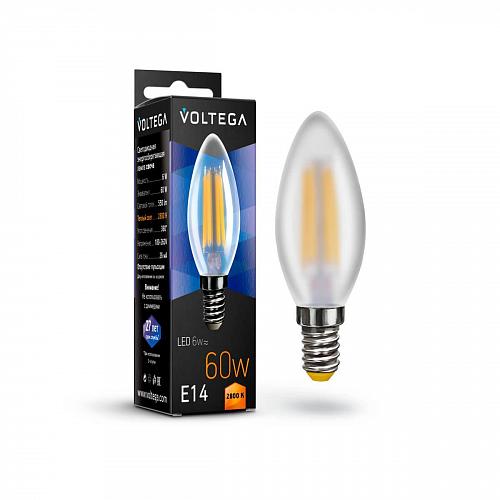 Лампа светодиодная филаментная Voltega E14 6W 2800K матовая VG10-C2E14warm6W-F 7044